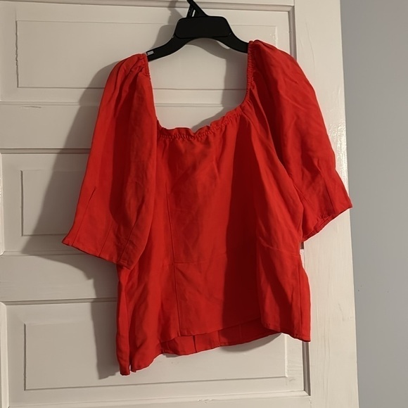 Something Navy Red Button Up Linen Blouse - Picture 5 of 6